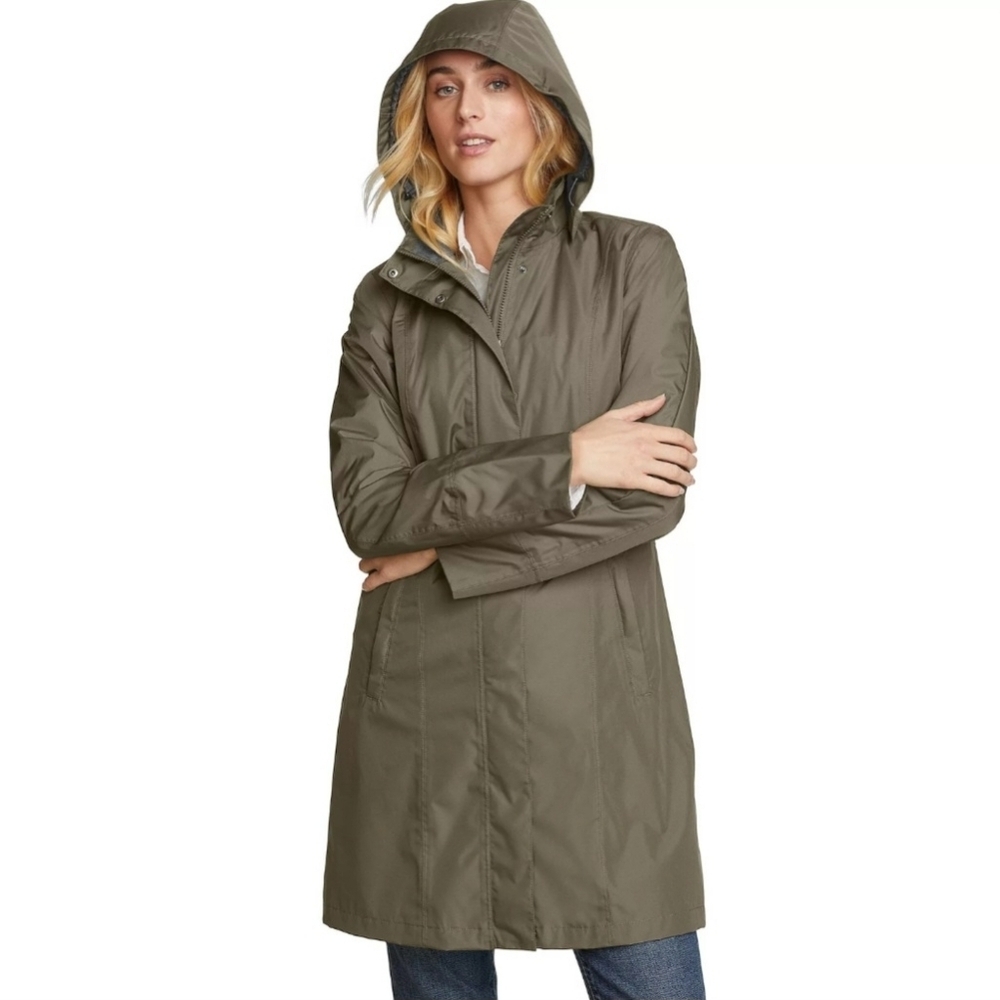 Eddie Bauer Girl On The Go Waterproof Insulated Trench Coat Size Xs Sprig Color